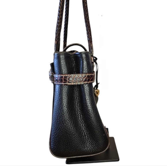 Brighton Laverne Retired Black Brown Pebbled Leather Shoulder Bag - Picture 5 of 16